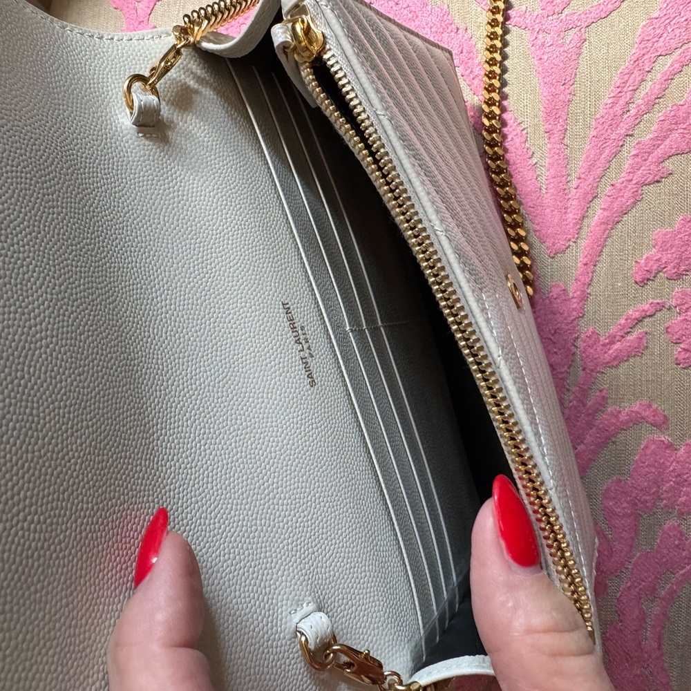 YSL Cassandra Beige Quilted Crossbody Wallet on a chain-iPhone ProMax fits too! - Picture 3 of 5